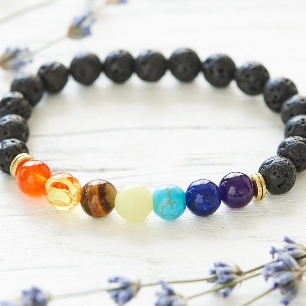 7 Chakra and Lava Stone Bracelet
